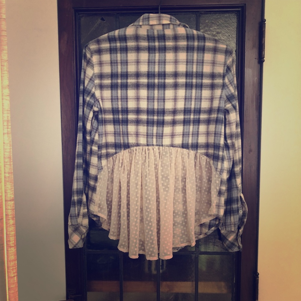 Anthropologie Holding Horses Flannel Lace Top
